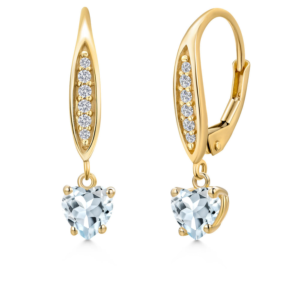 Aquamarine - March_Earrings in 10K Yellow Gold