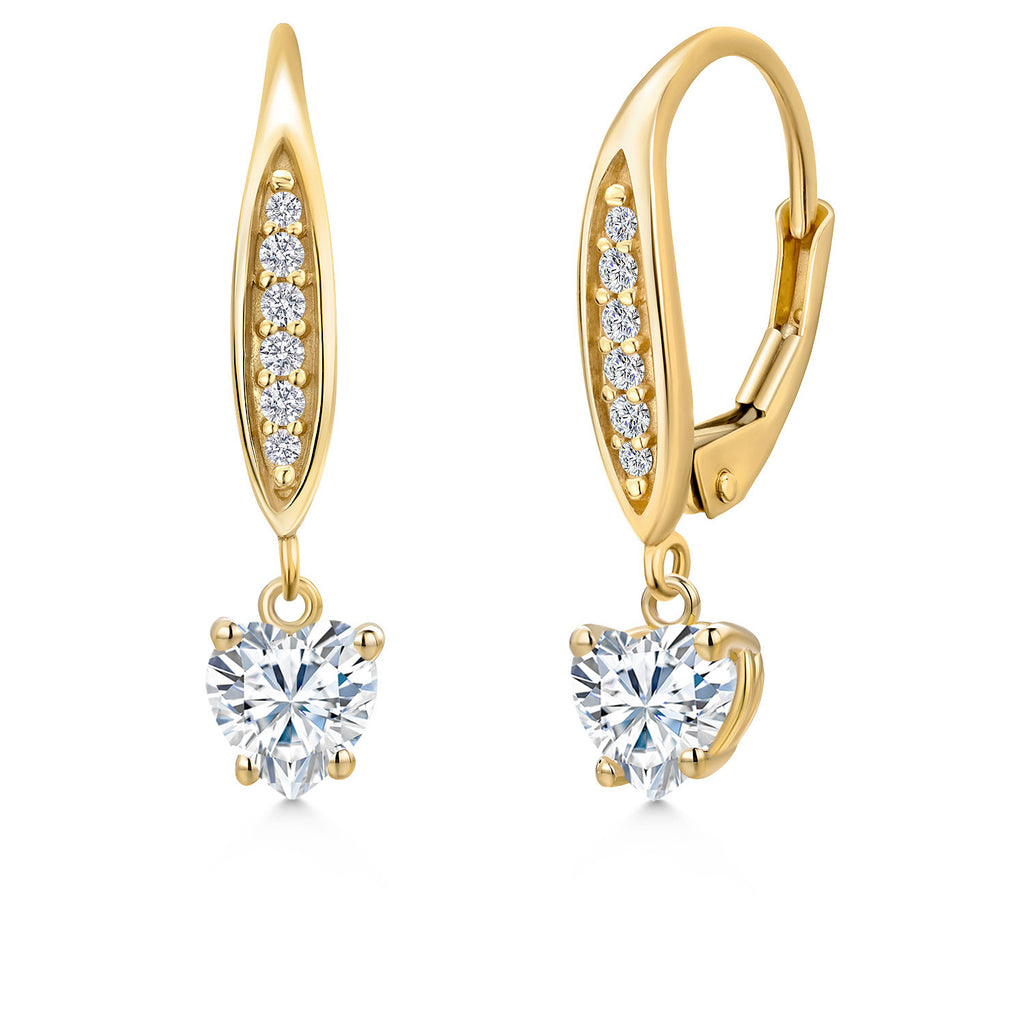 White Moissanite - April_Earrings in 10K Yellow Gold