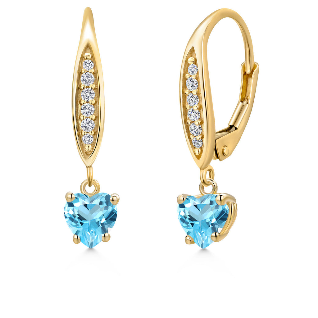 Swiss Blue Topaz - November_Earrings in 10K Yellow Gold
