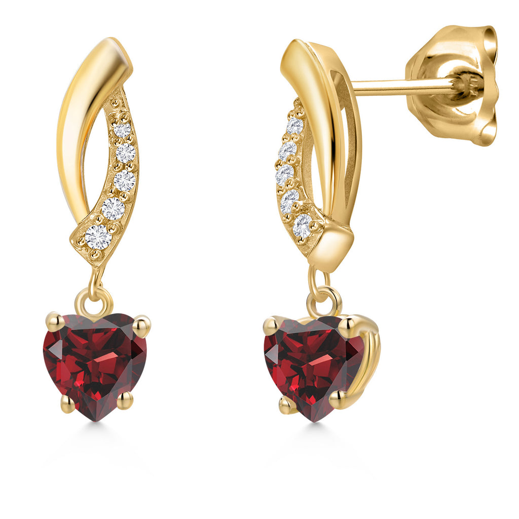 Garnet - January_Earrings in 10K Yellow Gold