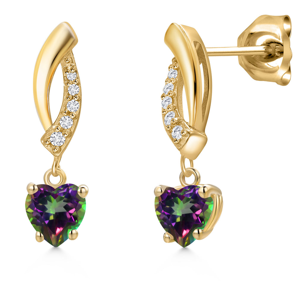 Green Mystic Topaz_Earrings in 10K Yellow Gold