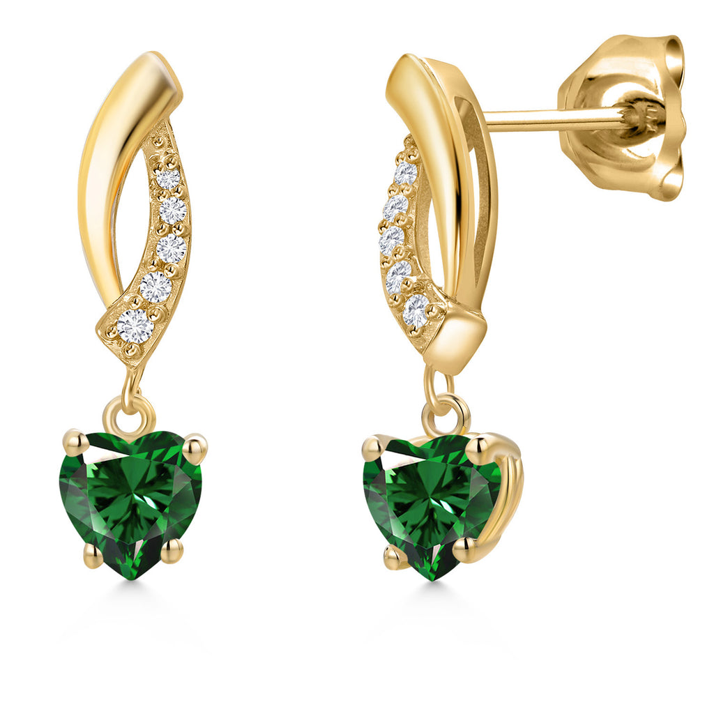 Nano Emerald - May_Earrings in 10K Yellow Gold