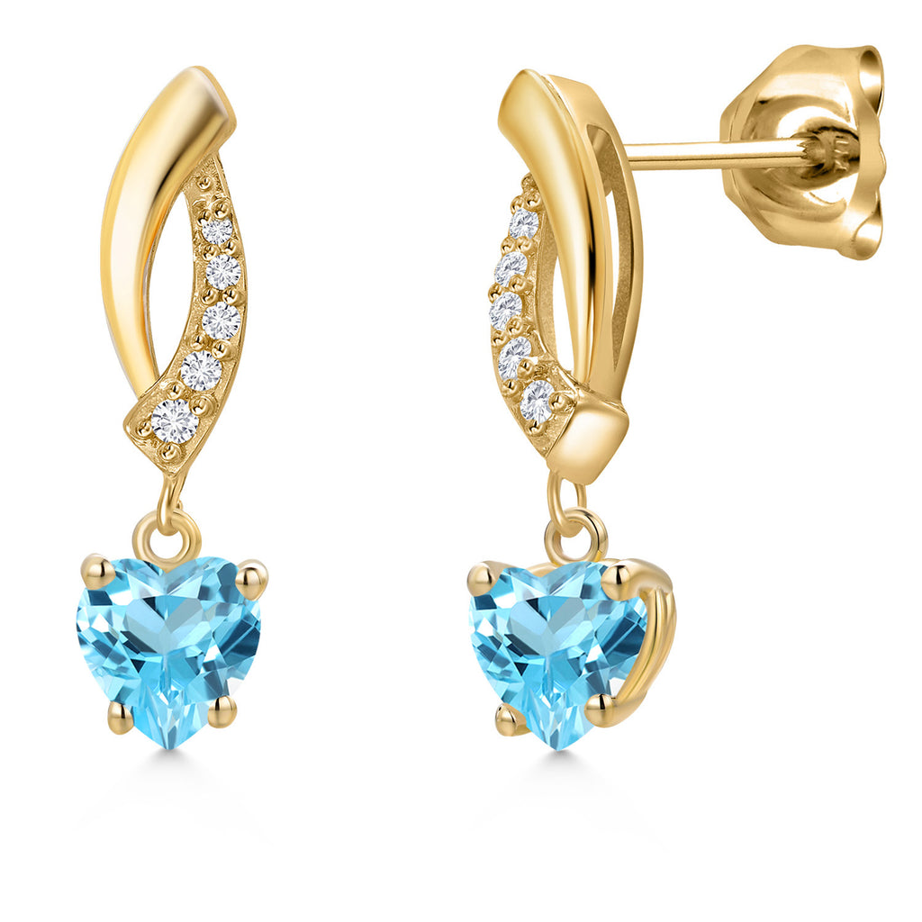 Swiss Blue Topaz - November_Earrings in 10K Yellow Gold