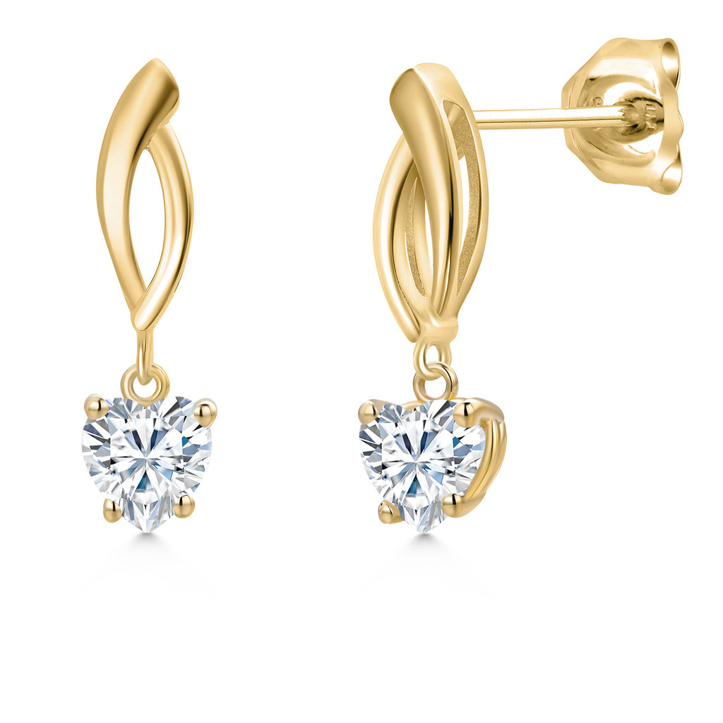White Moissanite - April_Earrings in 10K Yellow Gold