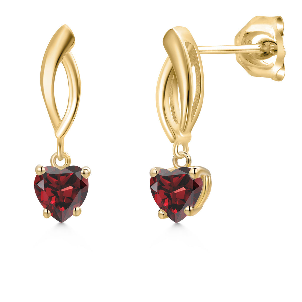 Garnet - January_Earrings in 10K Yellow Gold