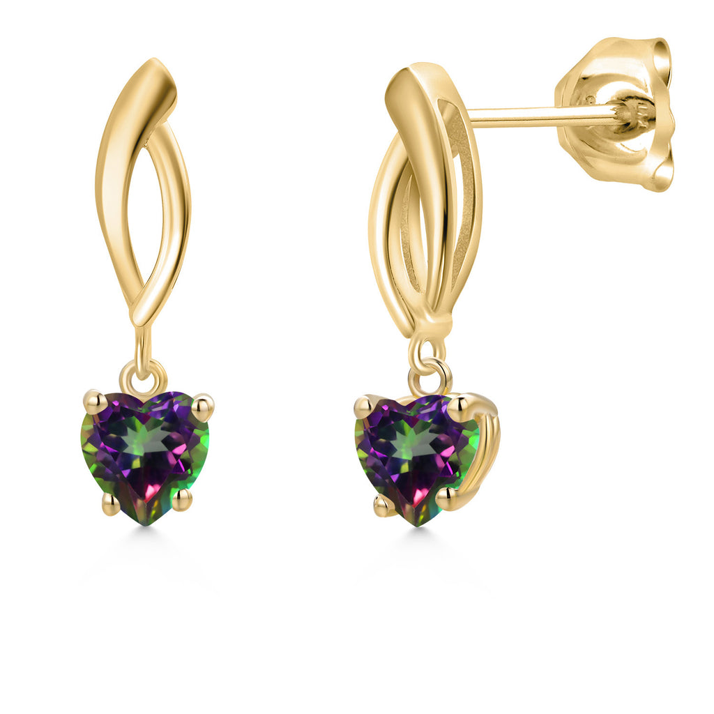 Green Mystic Topaz_Earrings in 10K Yellow Gold