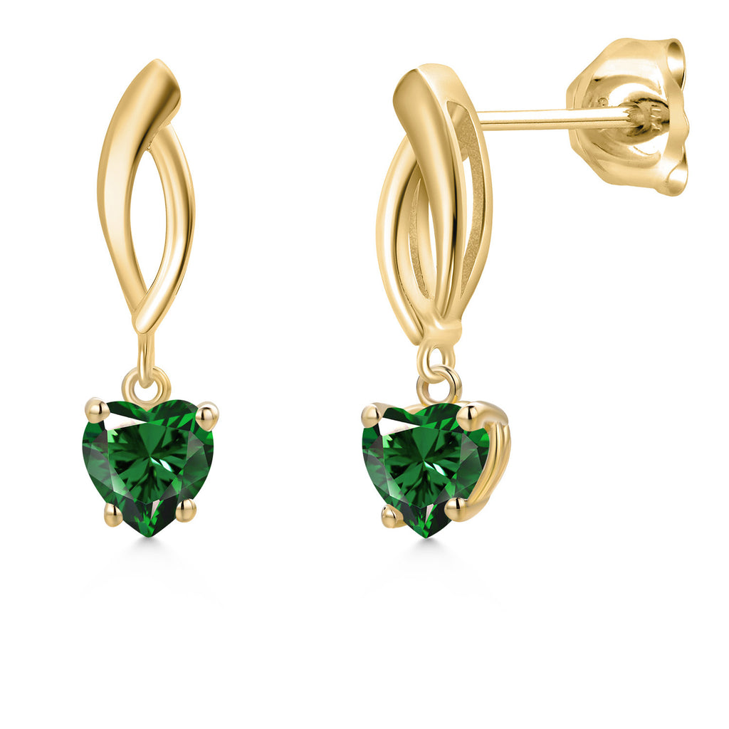 Nano Emerald - May_Earrings in 10K Yellow Gold