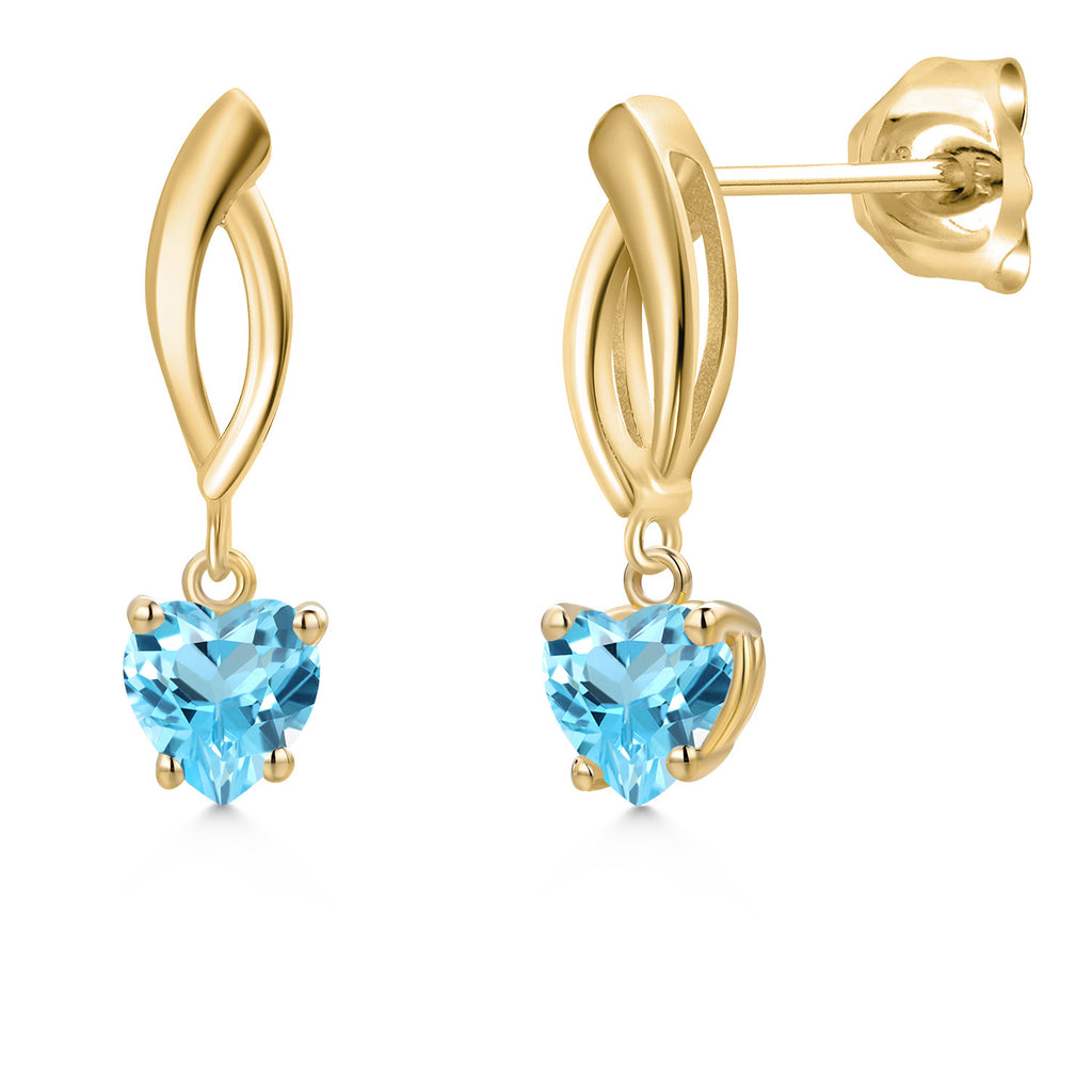 Swiss Blue Topaz - November_Earrings in 10K Yellow Gold