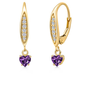 Amethyst - February_Earrings in 10K Yellow Gold