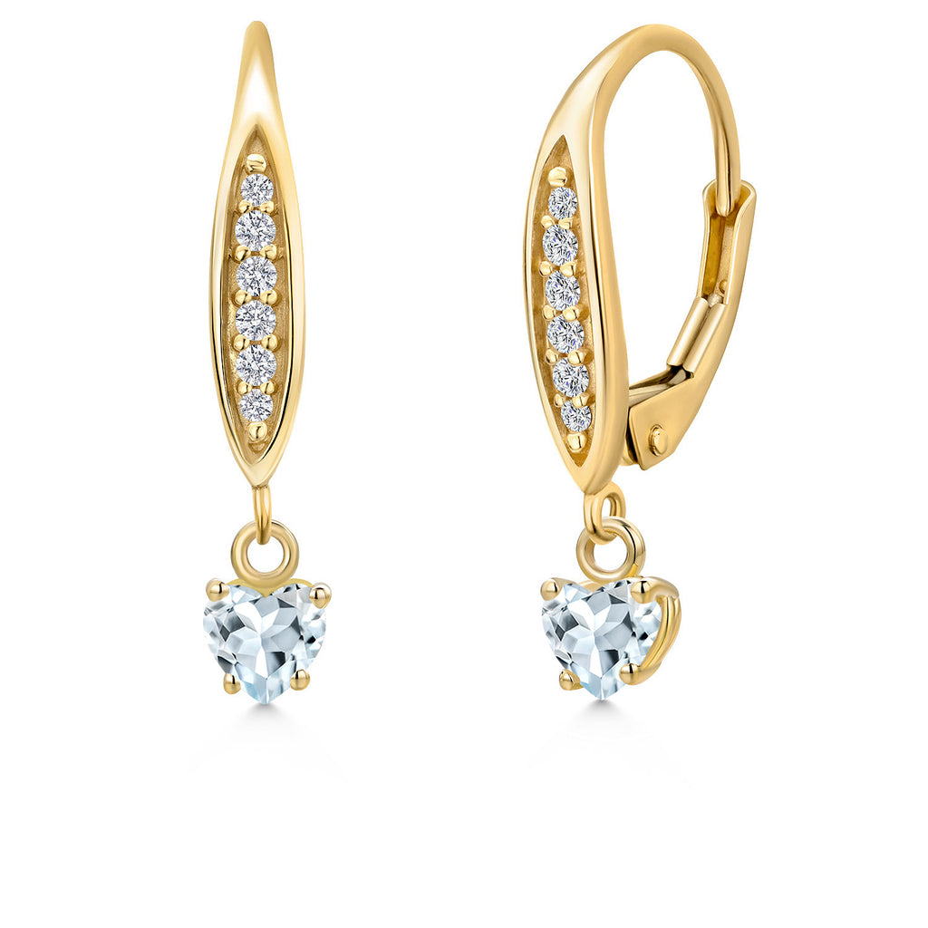 Aquamarine - March_Earrings in 10K Yellow Gold
