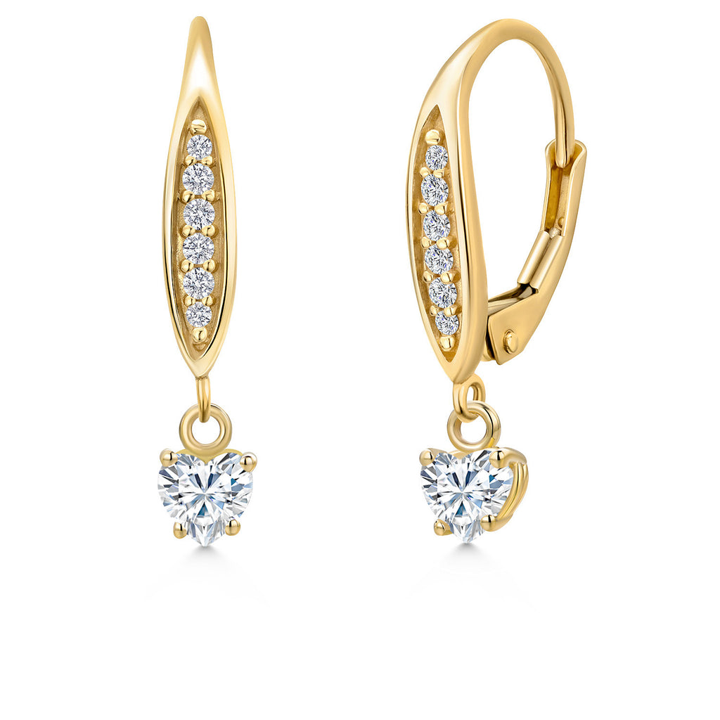 White Moissanite - April_Earrings in 10K Yellow Gold