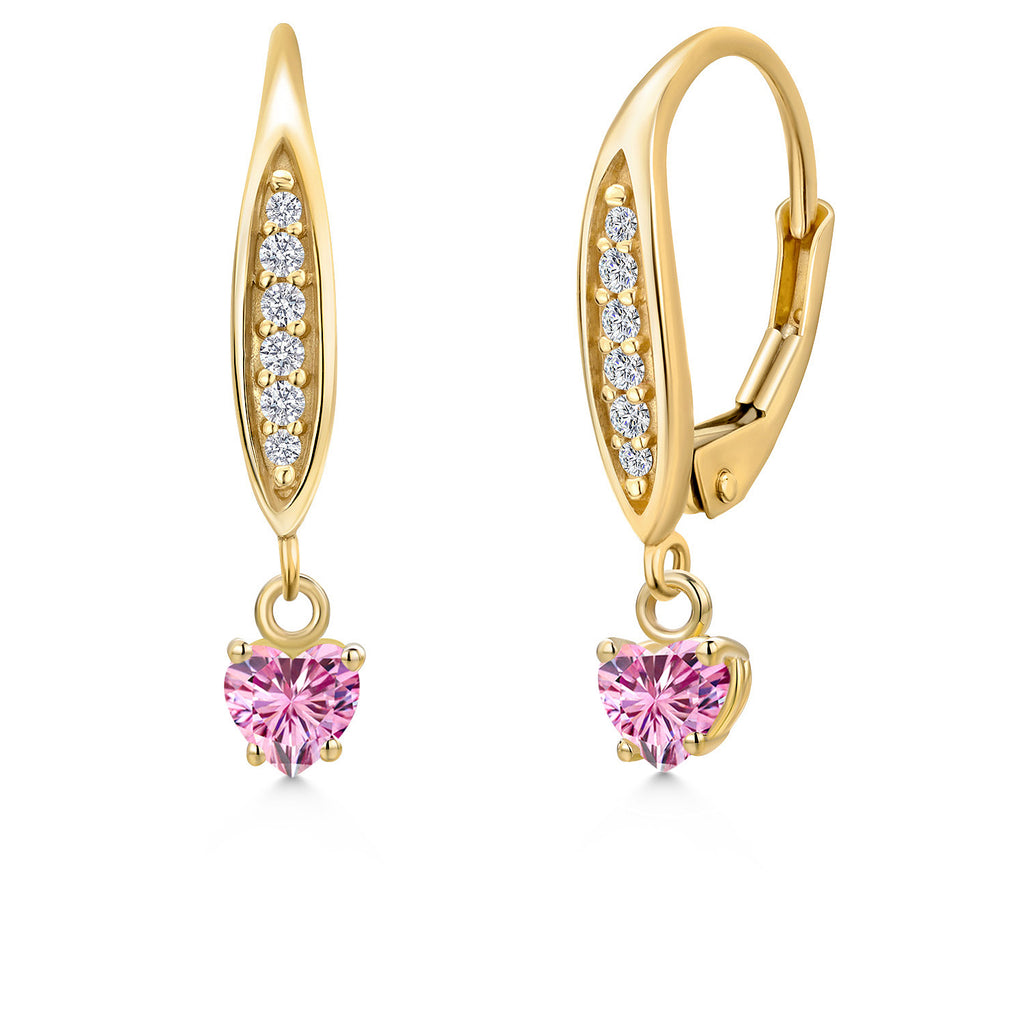 Pink Moissanite - April_Earrings in 10K Yellow Gold