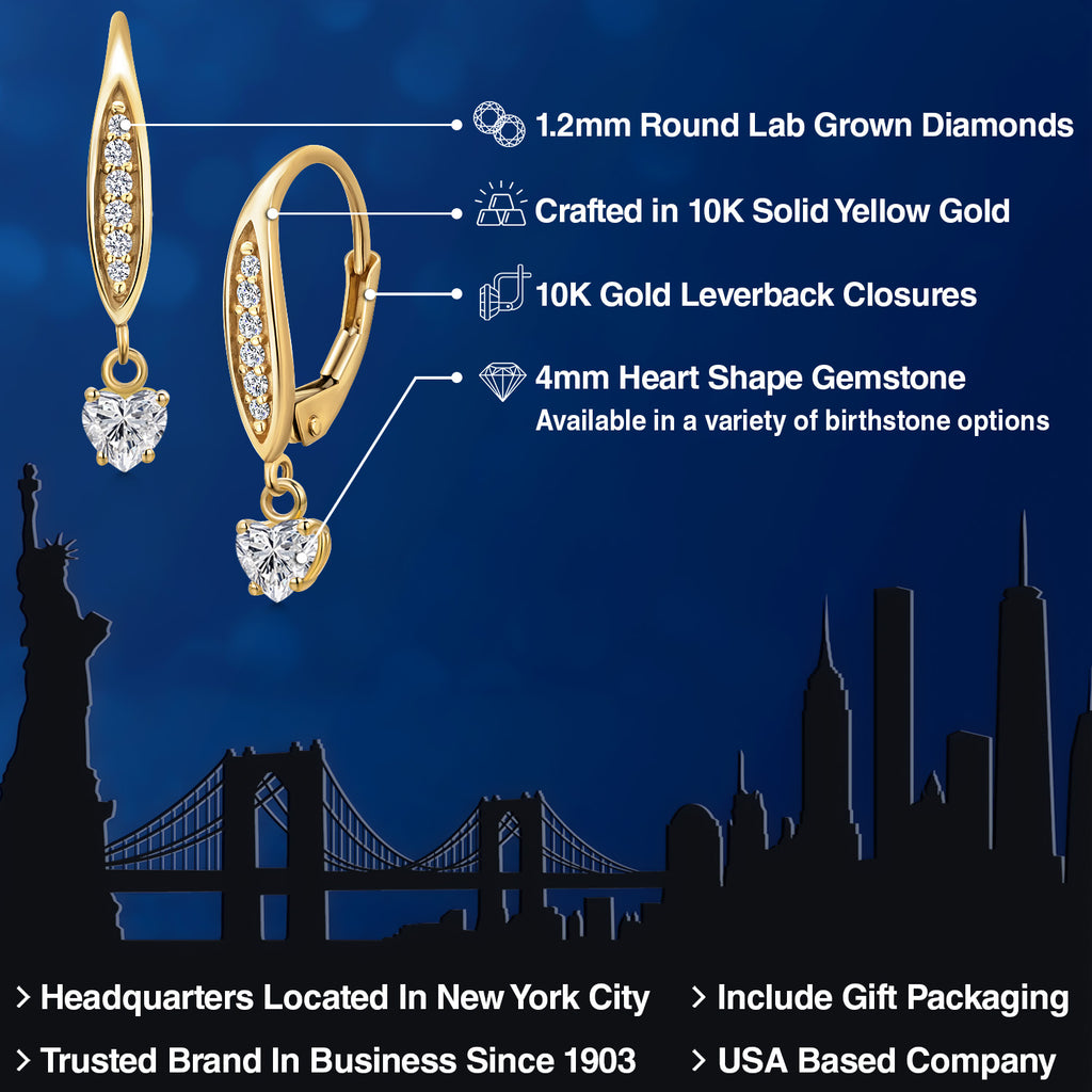 White Lab Grown Diamond - April_Earrings in 10K Yellow Gold