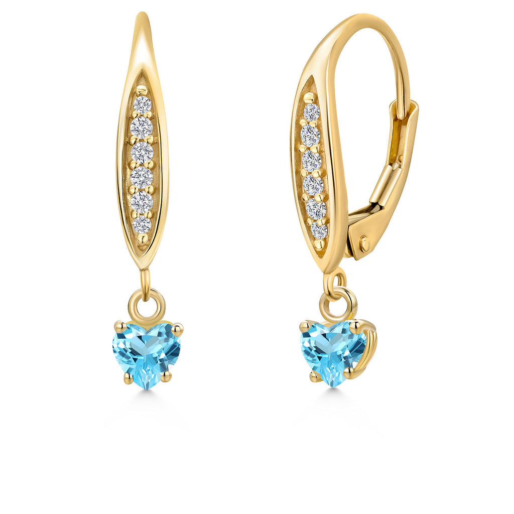Swiss Blue Topaz - November_Earrings in 10K Yellow Gold