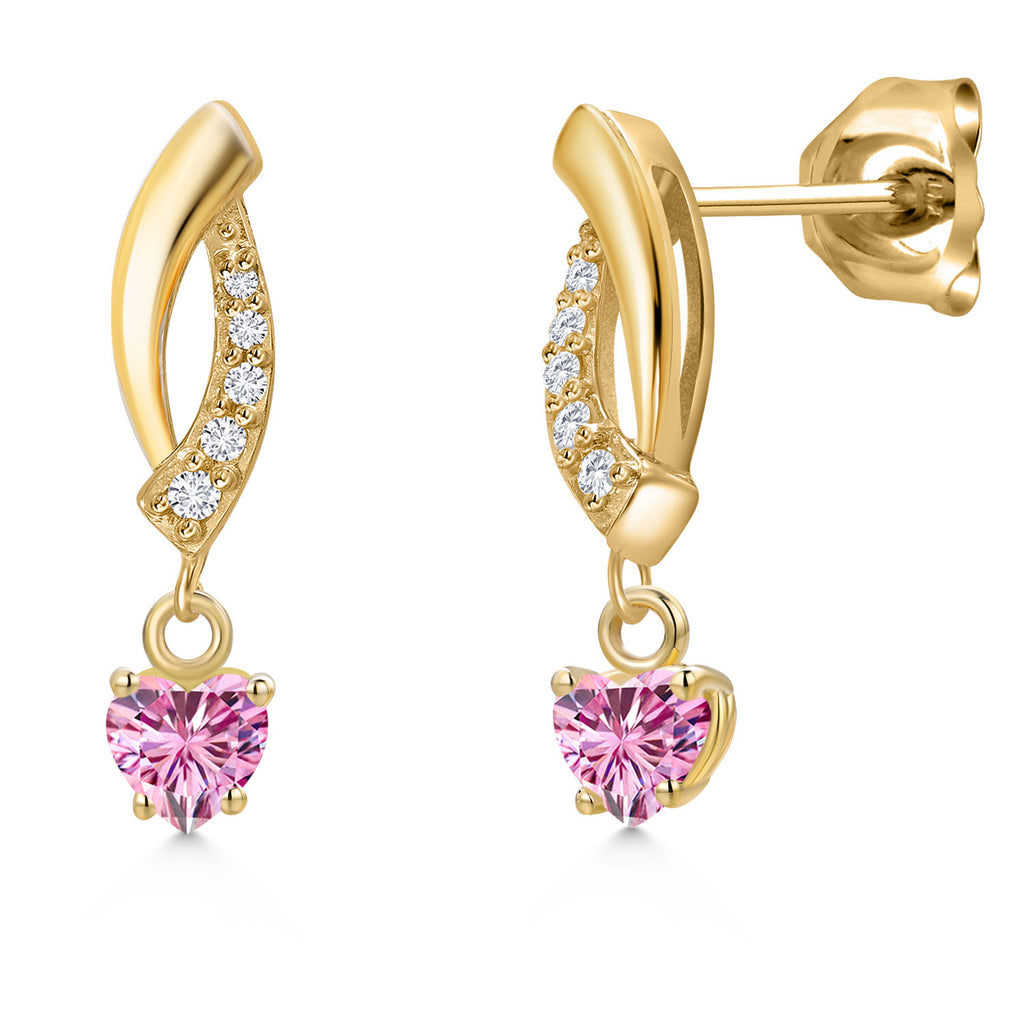 Pink Moissanite - April_Earrings in 10K Yellow Gold
