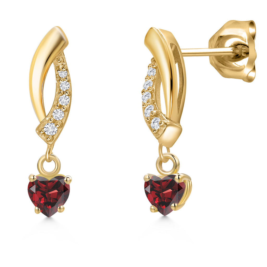 Garnet - January_Earrings in 10K Yellow Gold