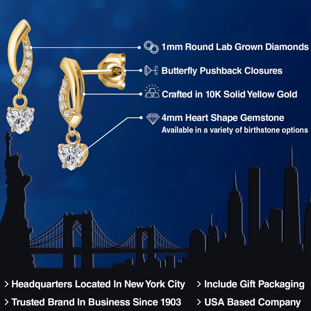 White Lab Grown Diamond - April_Earrings in 10K Yellow Gold