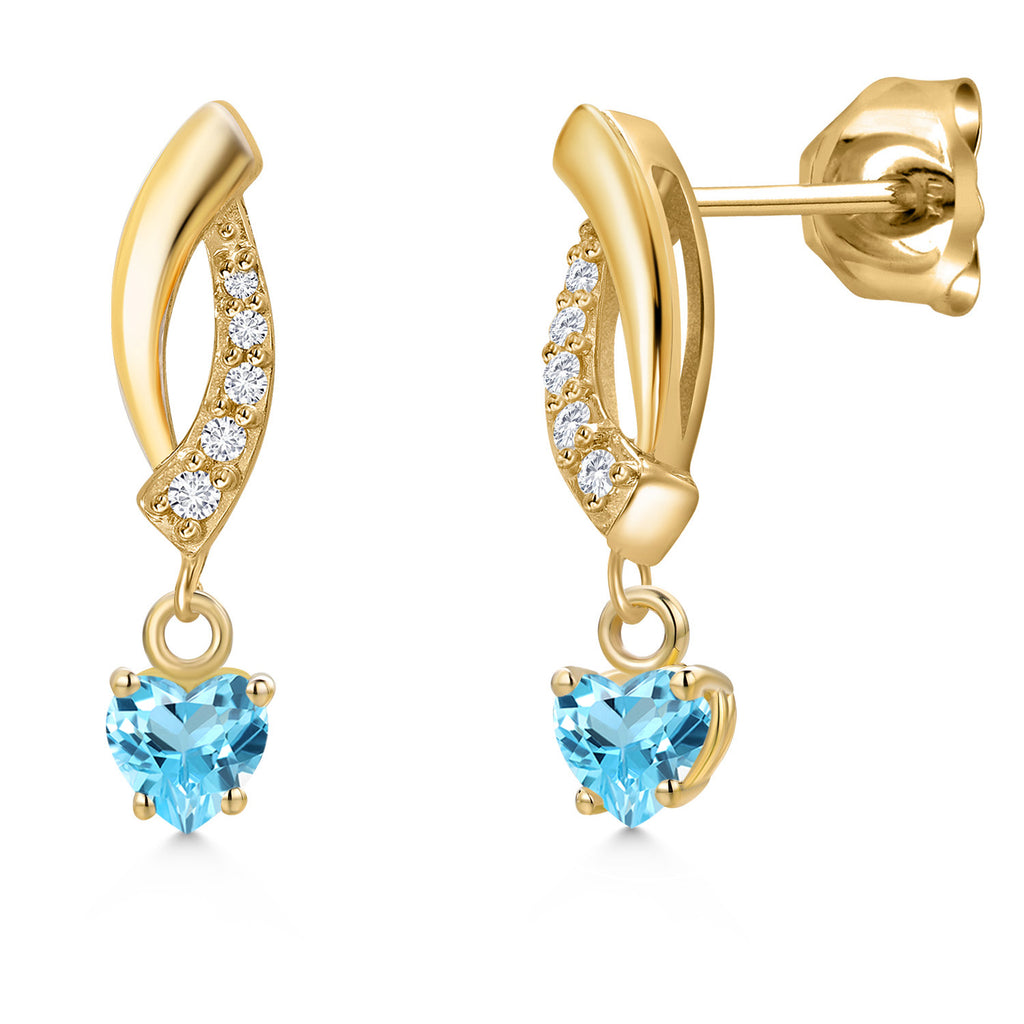 Swiss Blue Topaz - November_Earrings in 10K Yellow Gold