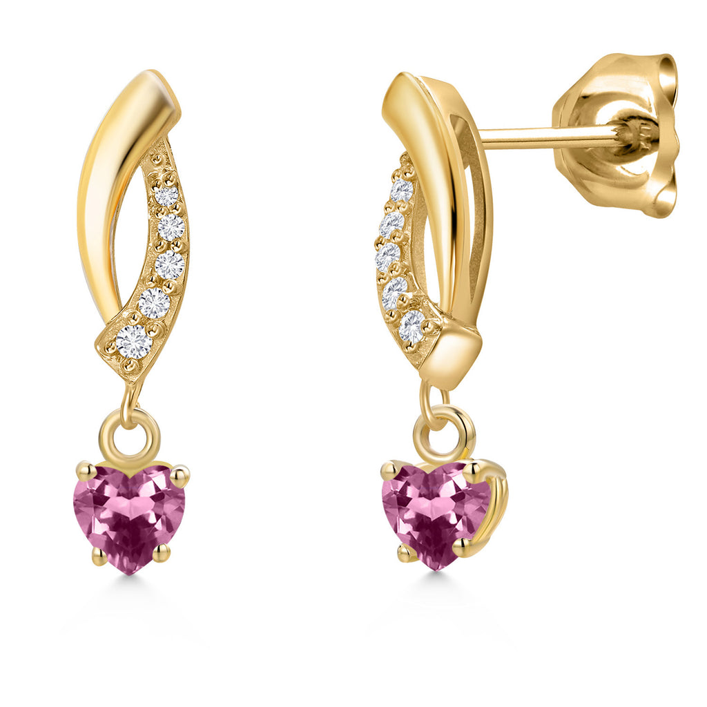 Pink Tourmaline - October_Earrings in 10K Yellow Gold