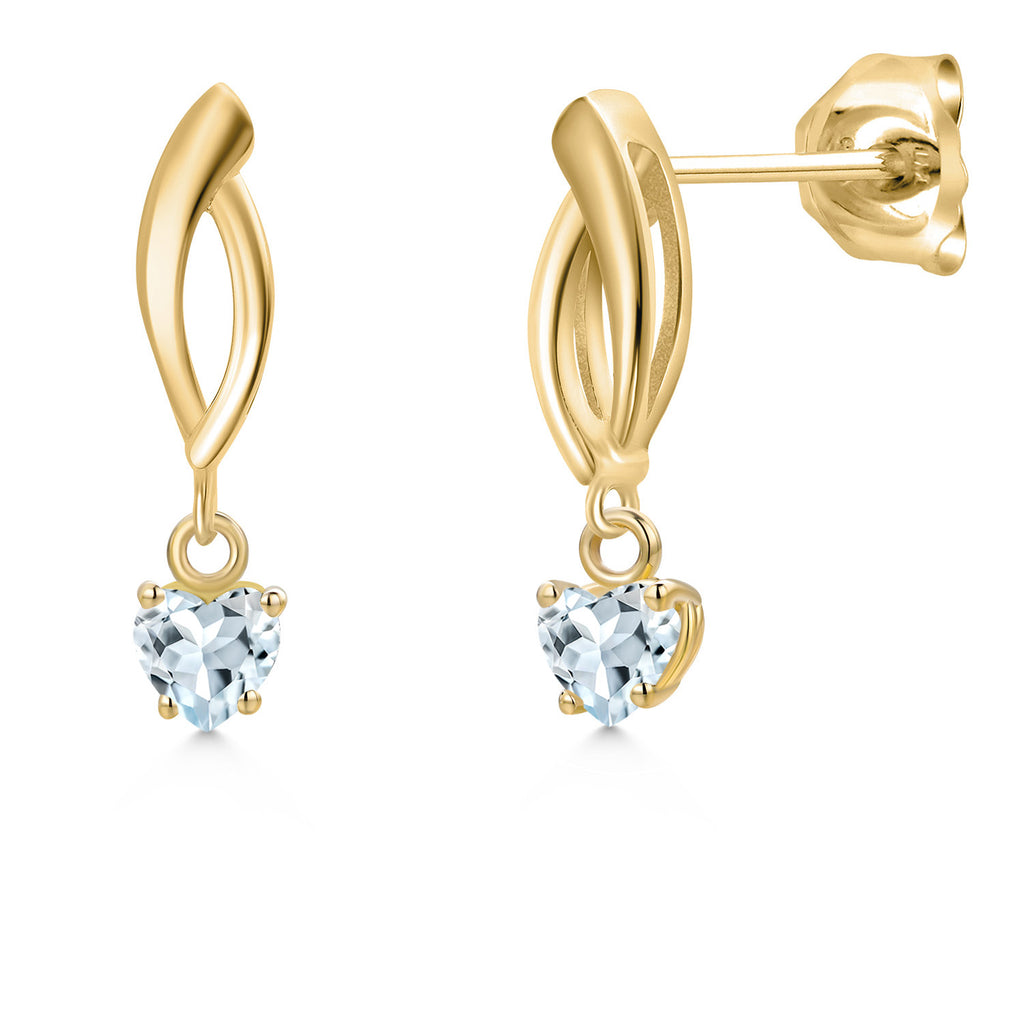 Aquamarine - March_Earrings in 10K Yellow Gold