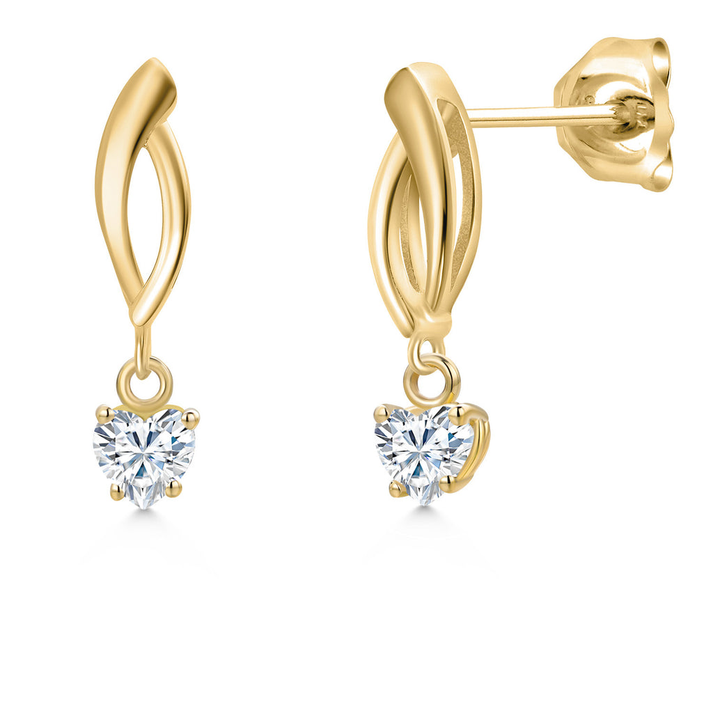 White Moissanite - April_Earrings in 10K Yellow Gold