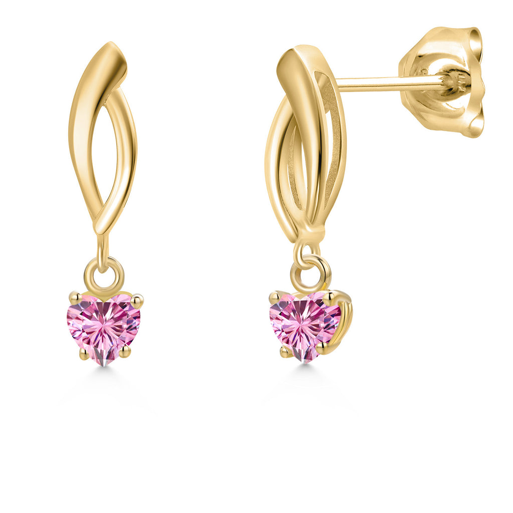 Pink Moissanite - April_Earrings in 10K Yellow Gold