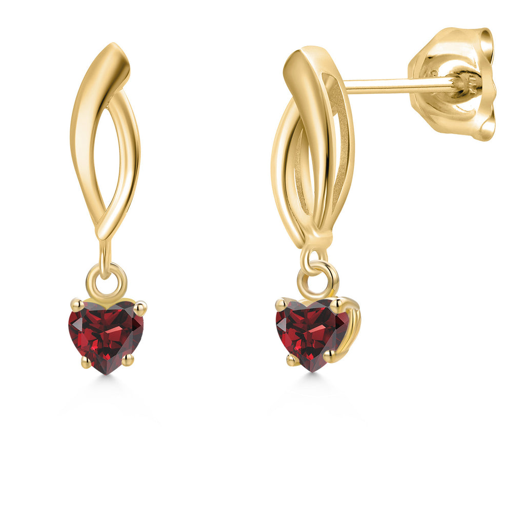 Garnet - January_Earrings in 10K Yellow Gold