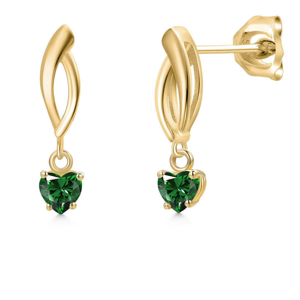Nano Emerald - May_Earrings in 10K Yellow Gold