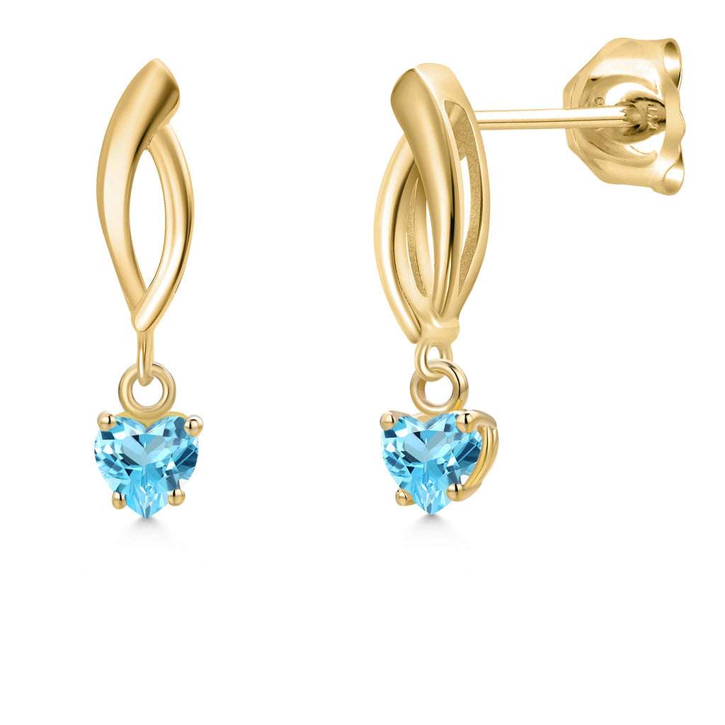 Swiss Blue Topaz - November_Earrings in 10K Yellow Gold