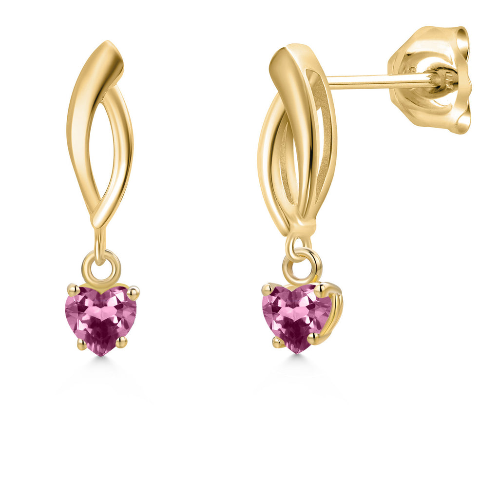 Pink Tourmaline - October_Earrings in 10K Yellow Gold