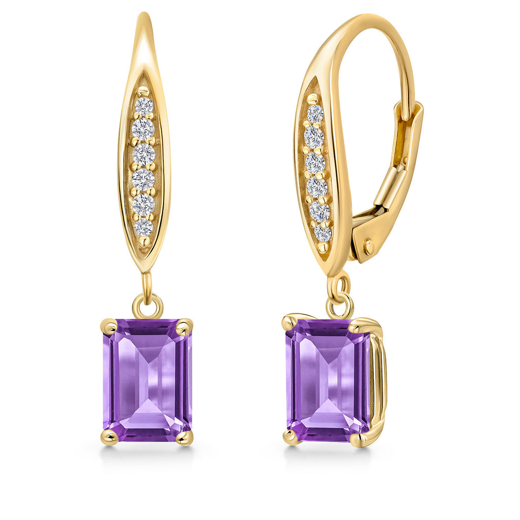 Amethyst - February_Earrings in 10K Yellow Gold