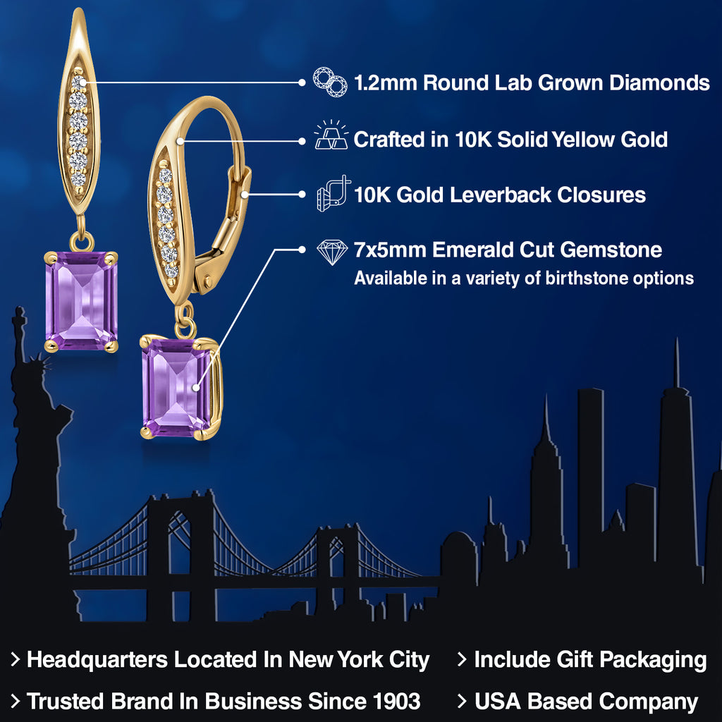 Amethyst - February_Earrings in 10K Yellow Gold