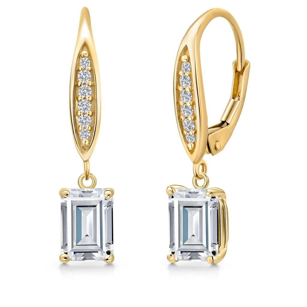 White Moissanite - April_Earrings in 10K Yellow Gold