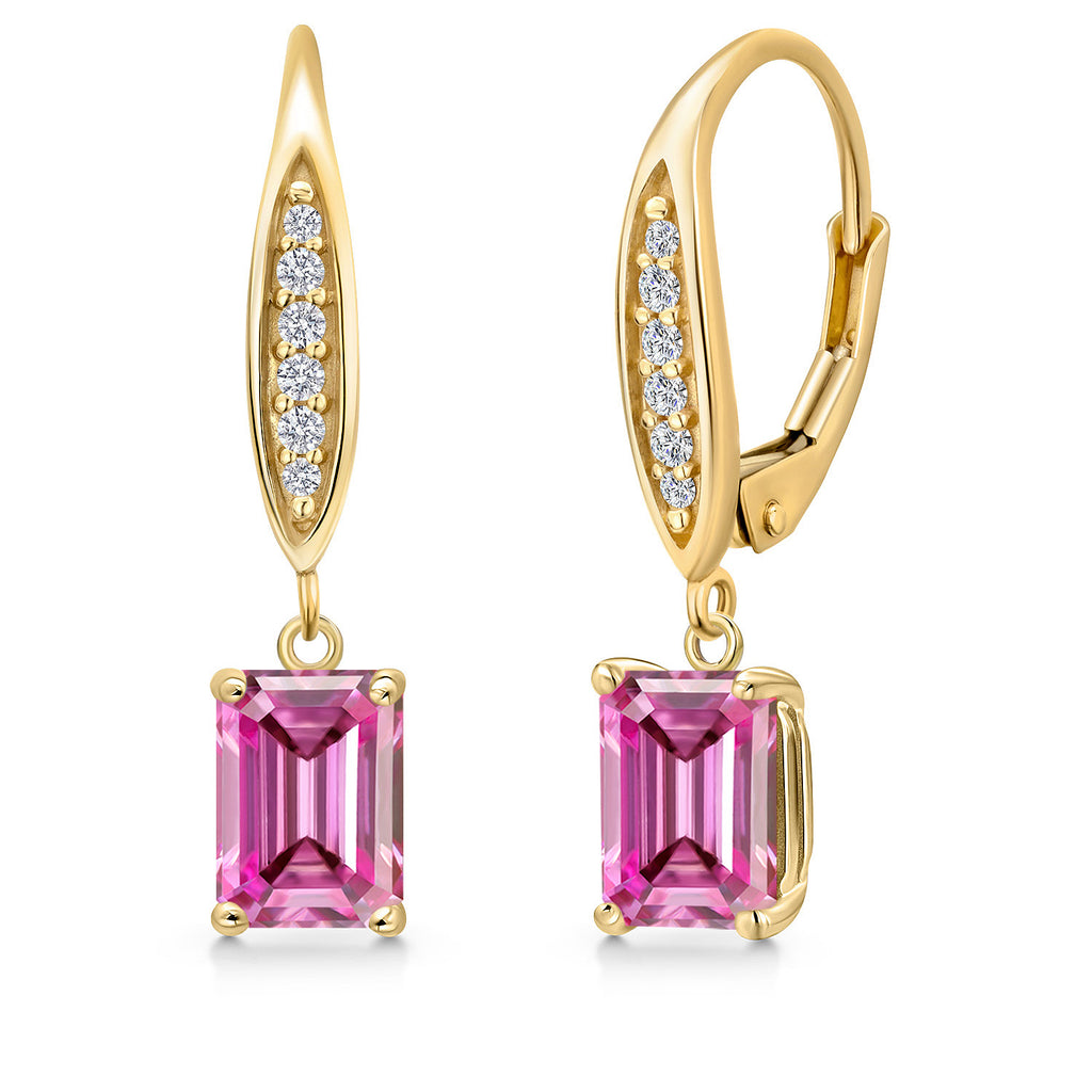 Pink Moissanite - April_Earrings in 10K Yellow Gold