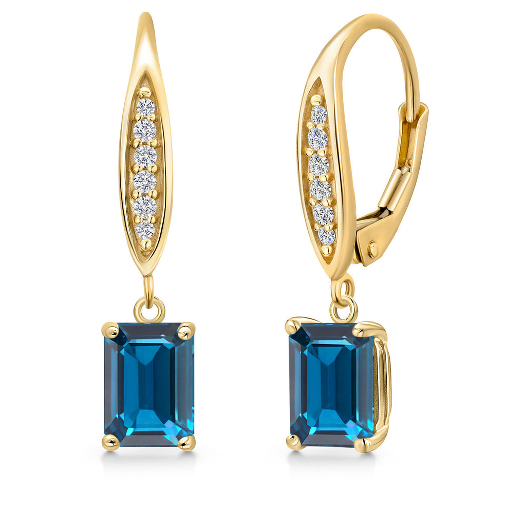 London Blue Topaz - November_Earrings in 10K Yellow Gold