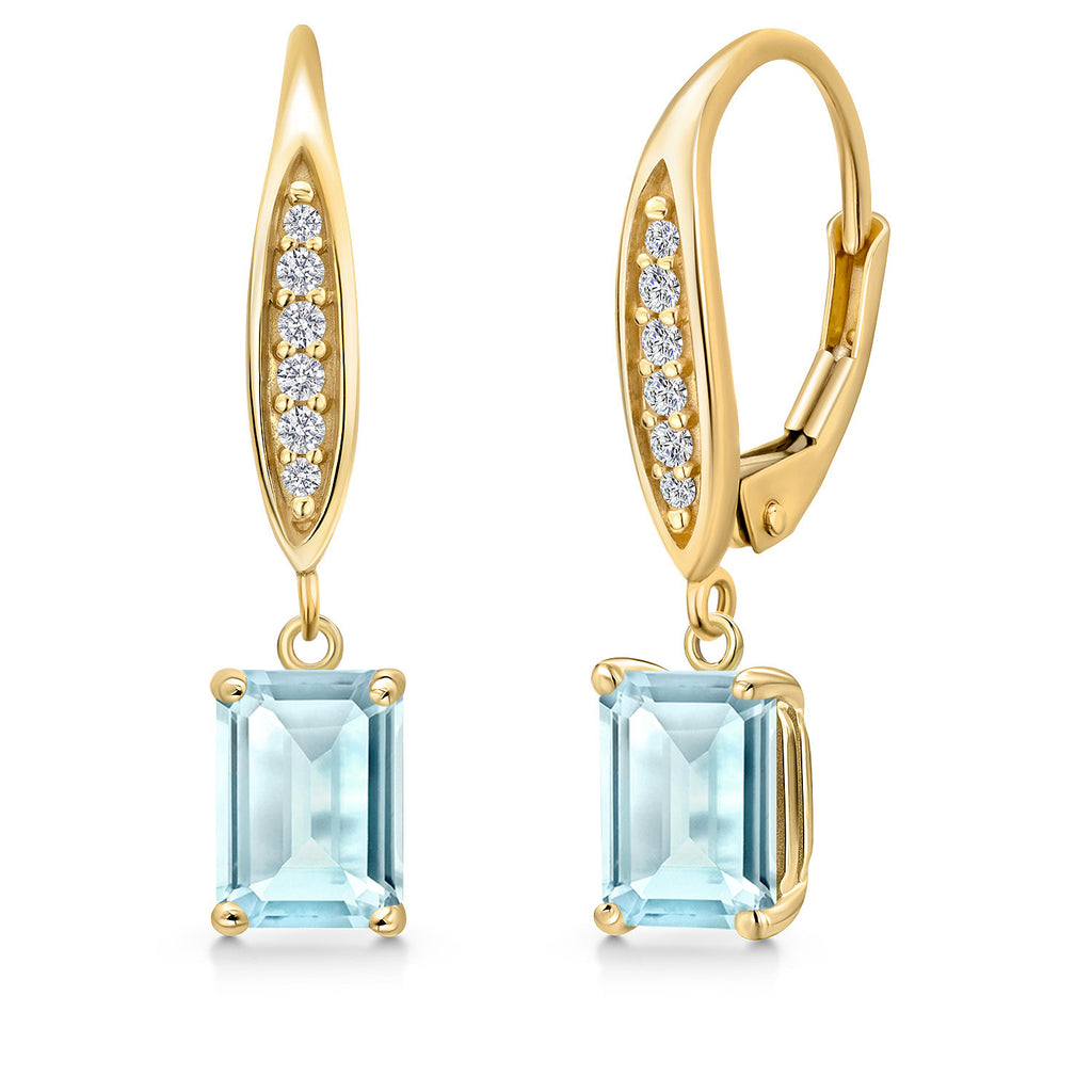 Sky Blue Topaz - November_Earrings in 10K Yellow Gold
