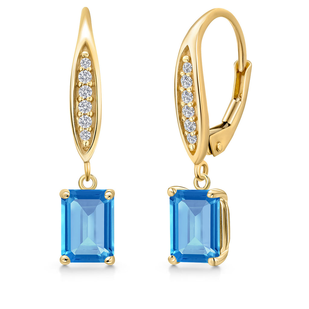 Swiss Blue Topaz - November_Earrings in 10K Yellow Gold