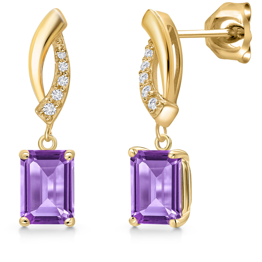 Amethyst - February_Earrings in 10K Yellow Gold