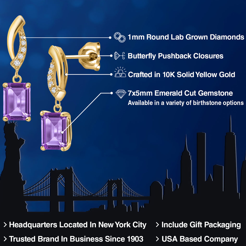 Amethyst - February_Earrings in 10K Yellow Gold
