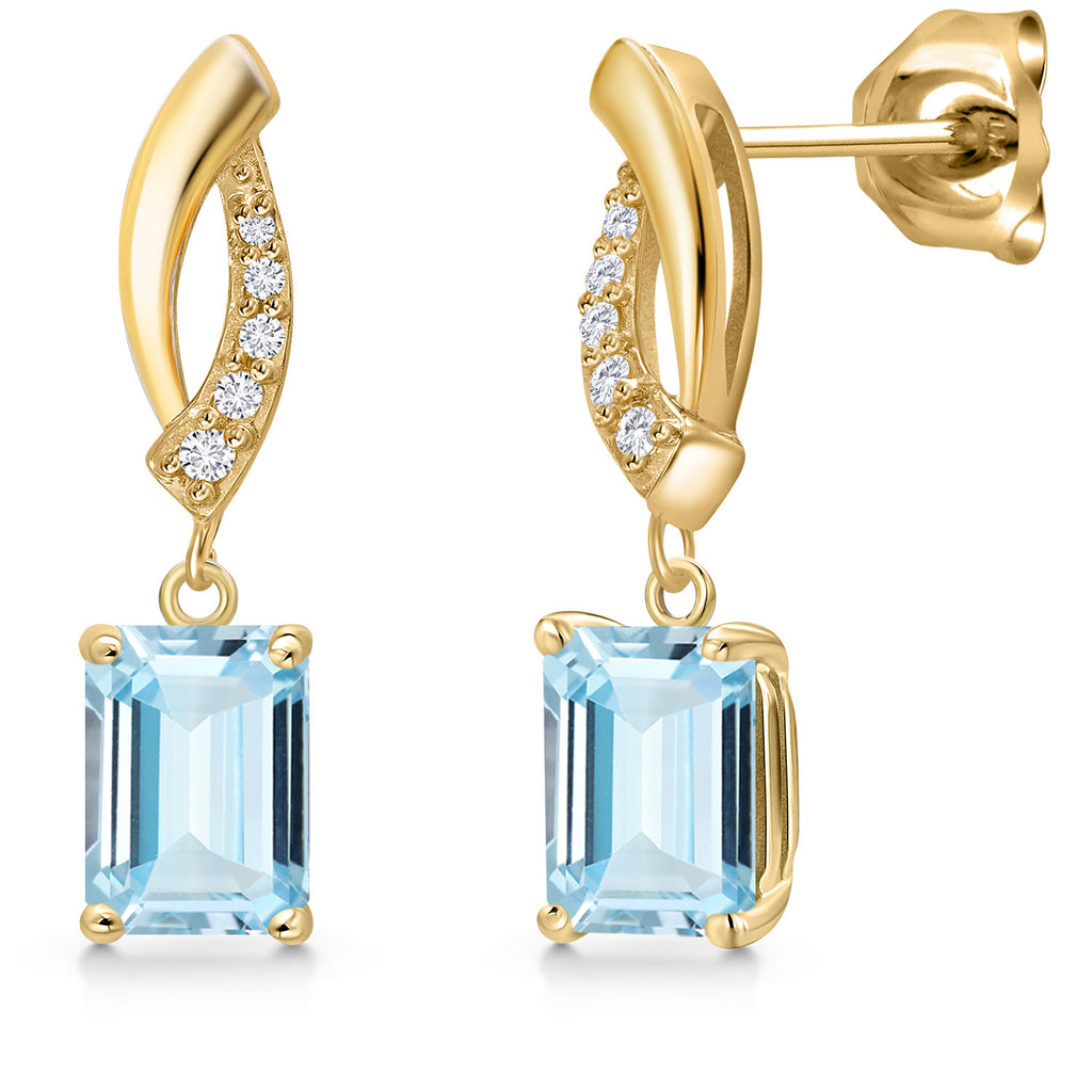 Aquamarine - March_Earrings in 10K Yellow Gold