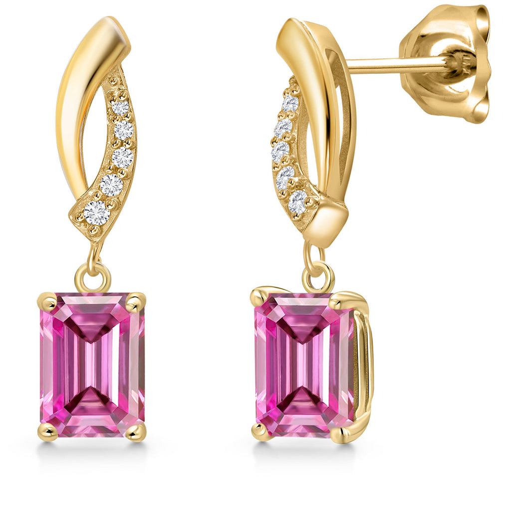 Pink Moissanite - April_Earrings in 10K Yellow Gold