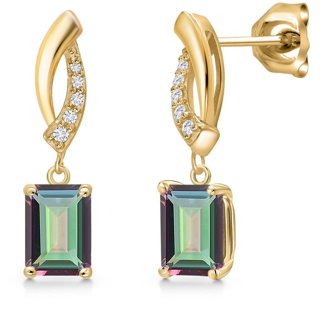 Green Mystic Topaz_Earrings in 10K Yellow Gold