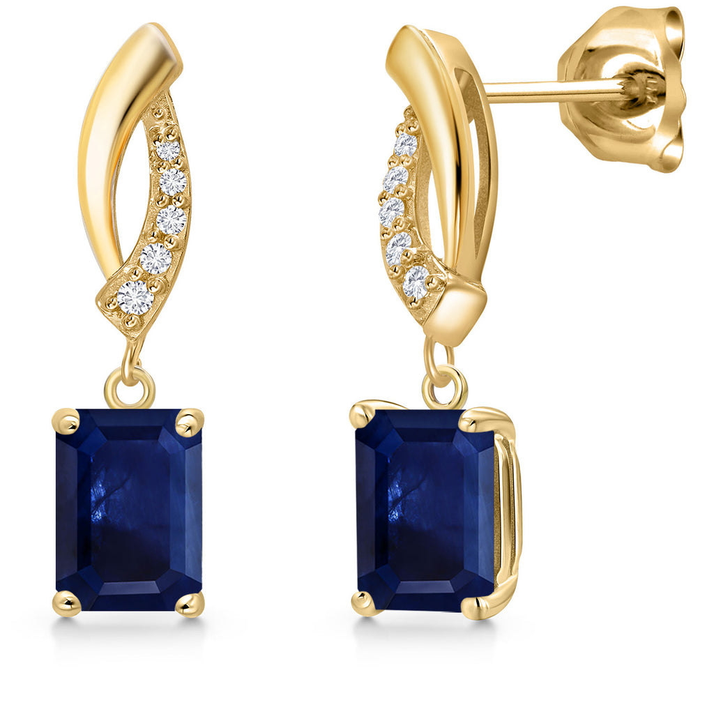 Blue Sapphire - September_Earrings in 10K Yellow Gold