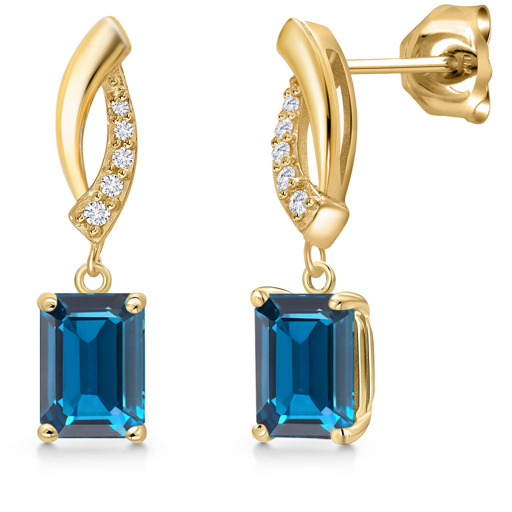 London Blue Topaz - November_Earrings in 10K Yellow Gold