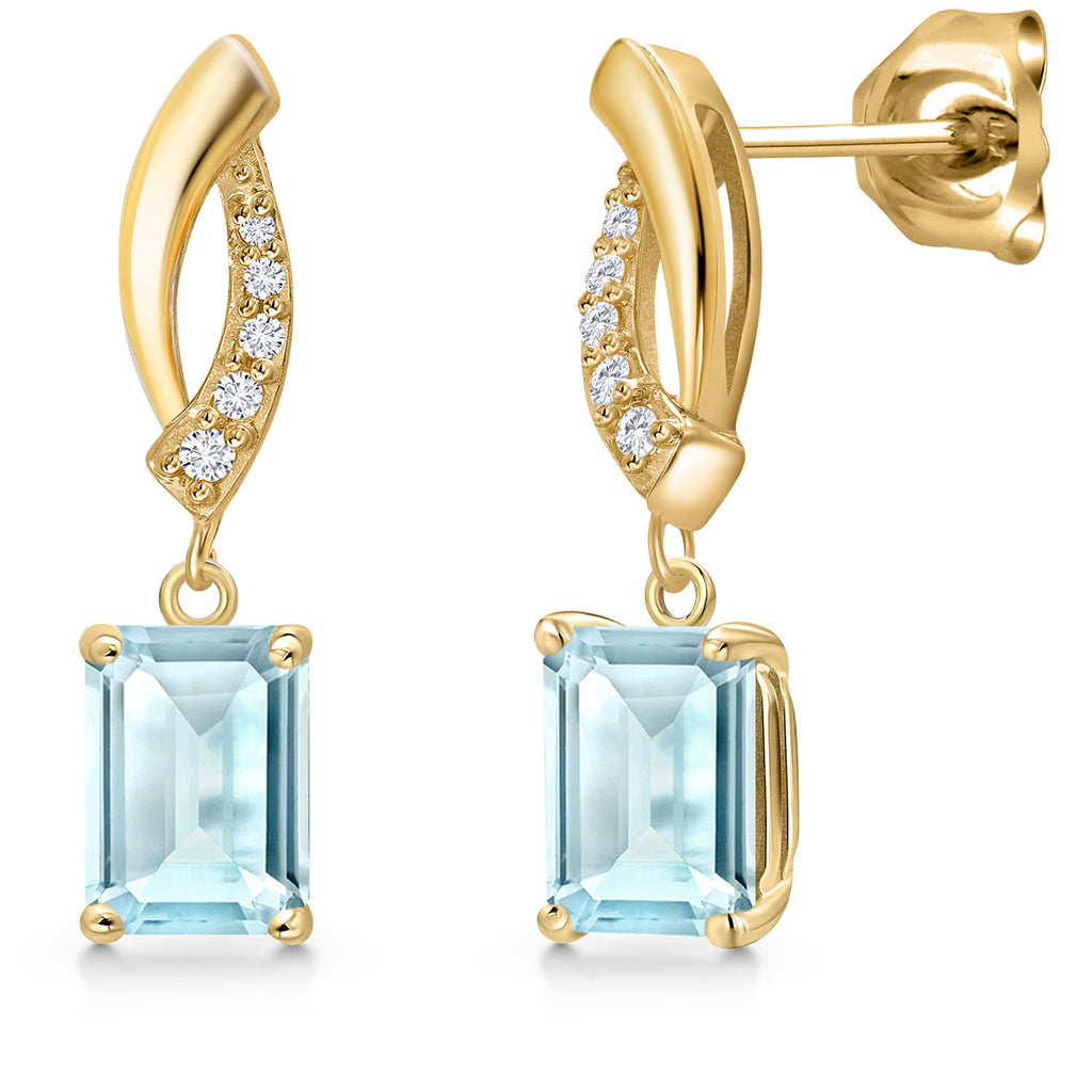 Sky Blue Topaz - November_Earrings in 10K Yellow Gold