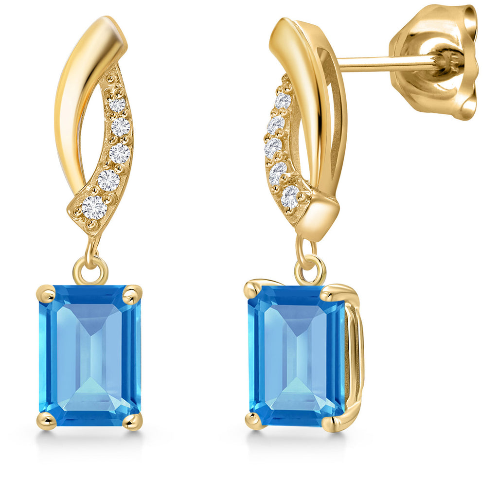 Swiss Blue Topaz - November_Earrings in 10K Yellow Gold