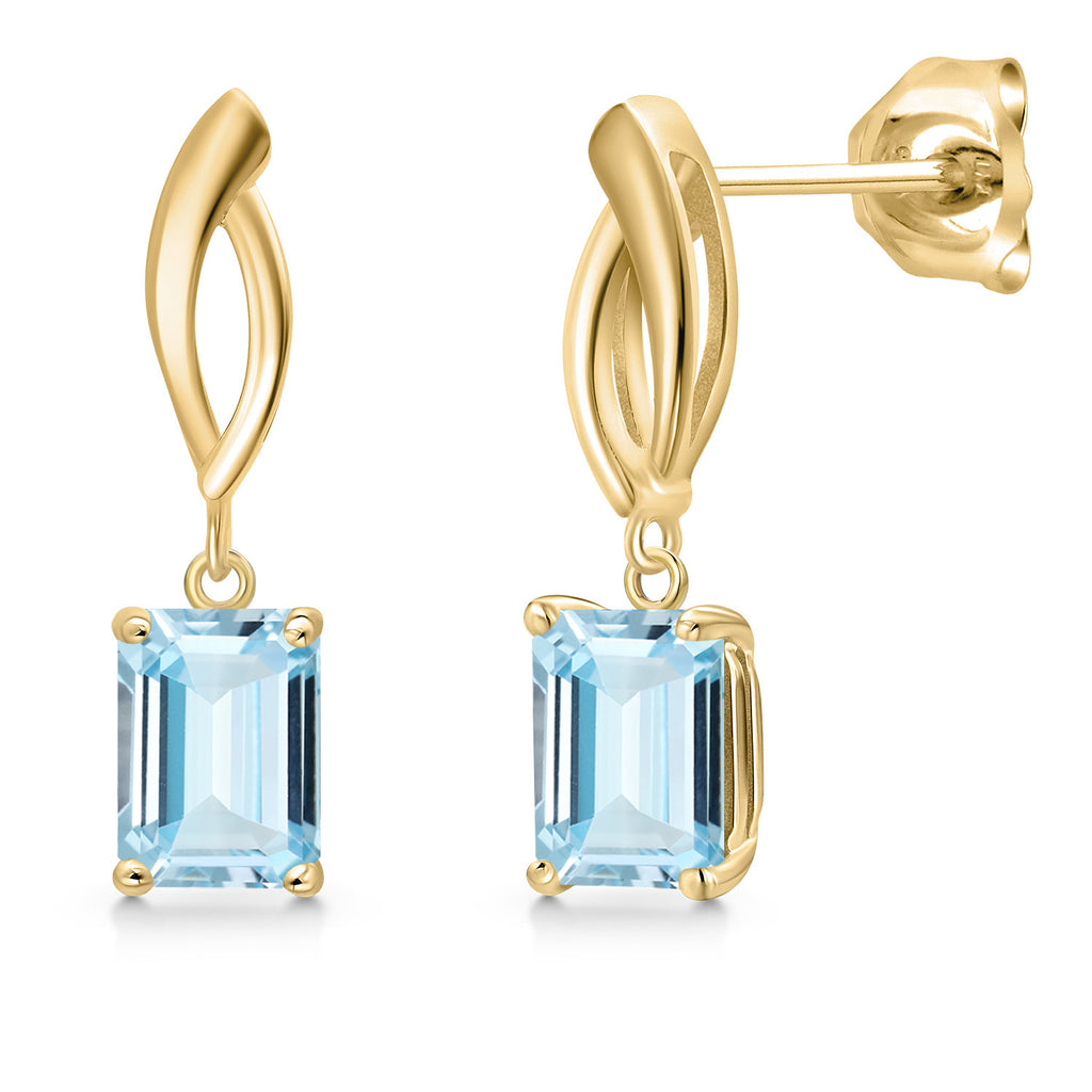 Aquamarine - March_Earrings in 10K Yellow Gold