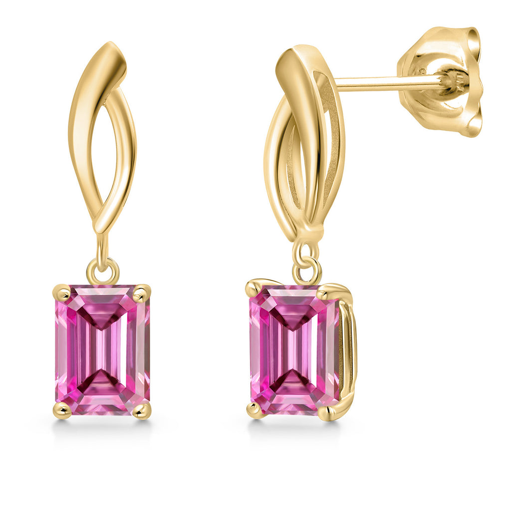 Pink Moissanite - April_Earrings in 10K Yellow Gold