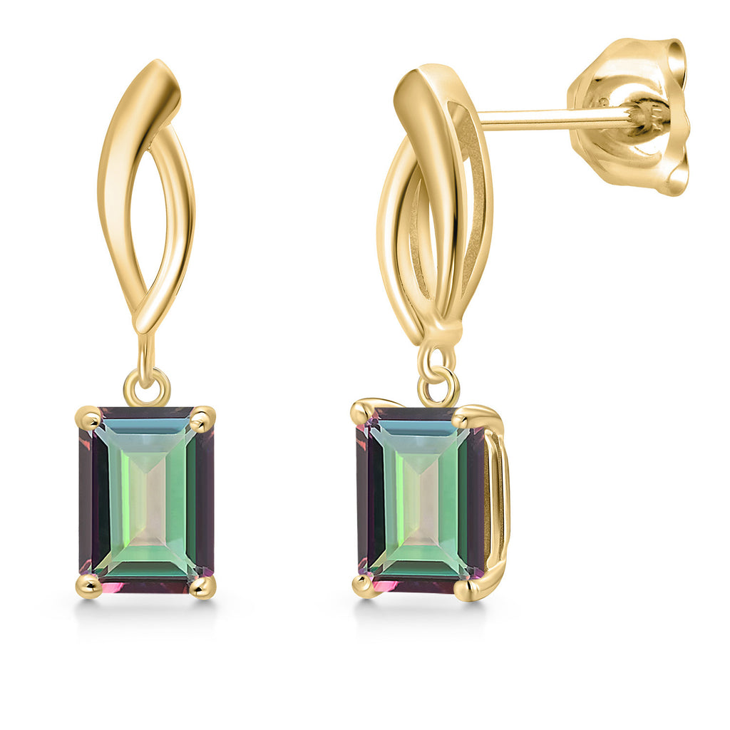 Green Mystic Topaz_Earrings in 10K Yellow Gold
