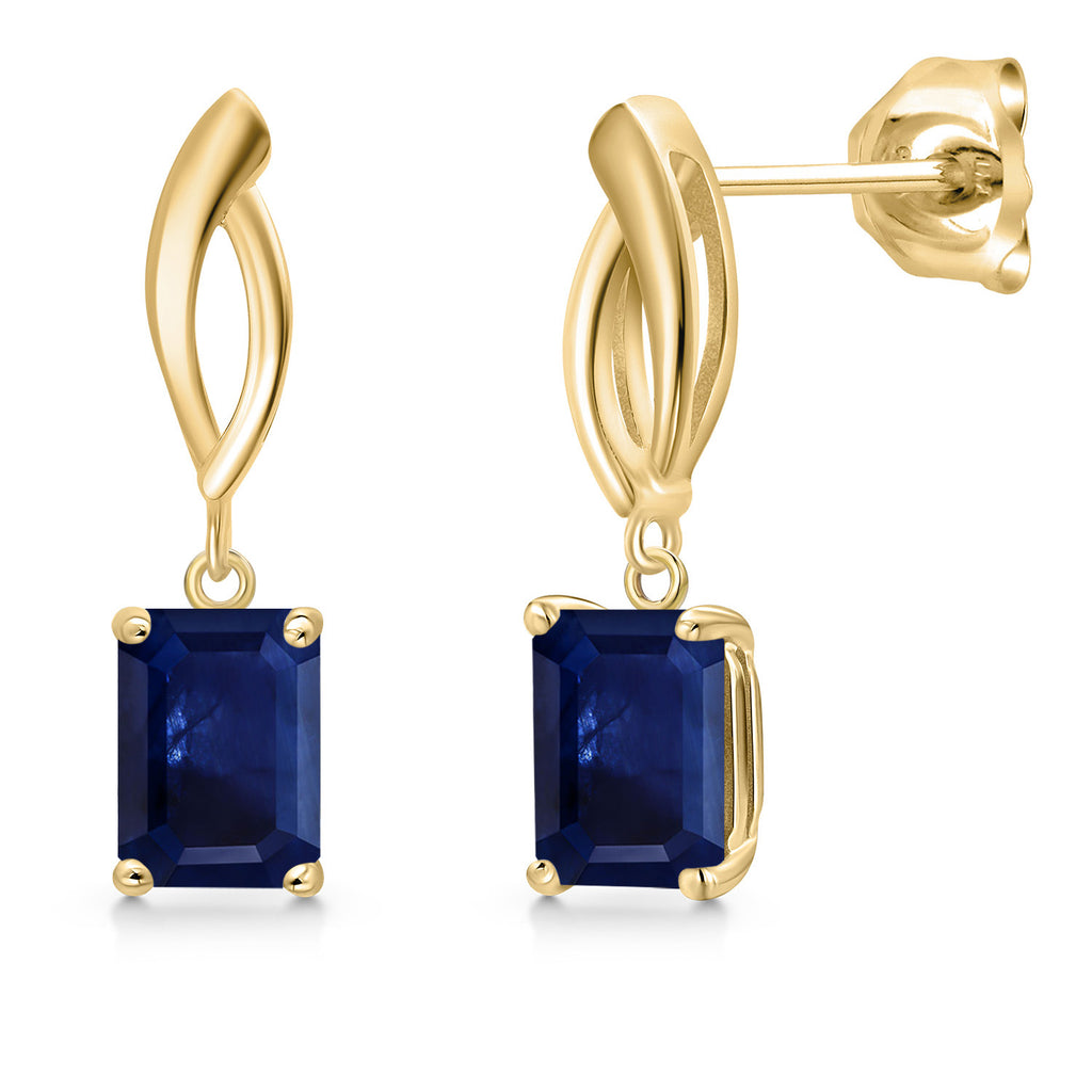 Blue Sapphire - September_Earrings in 10K Yellow Gold